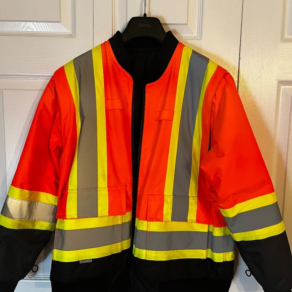 NEVER WORN Mens Forcefield Safety Parka + Removable Bomber Jacket (S) - Orange - Picture 4 of 8